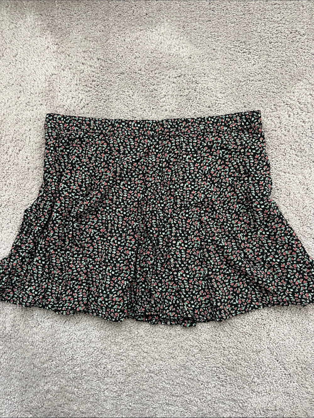 American Eagle Outfitters Black Skater Mini Skirt with Pink & Green Floral Print